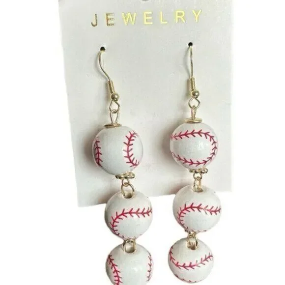 NWT Baseball Dangle Earrings - Picture 1 of 3